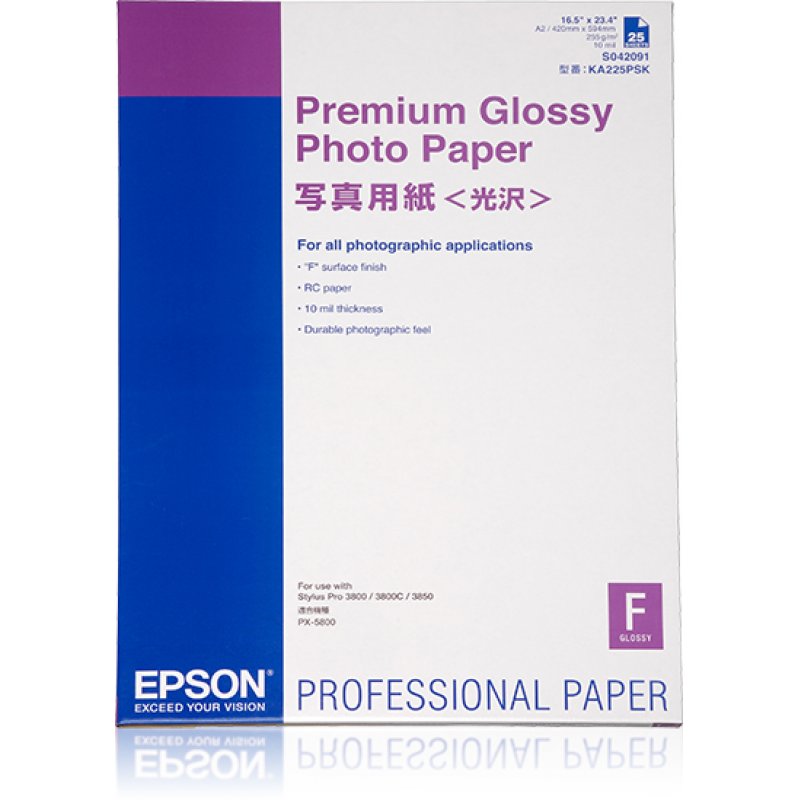 PREMIUM GLOSSY PHOTO PAPER A2 255G/M 25 BLATT