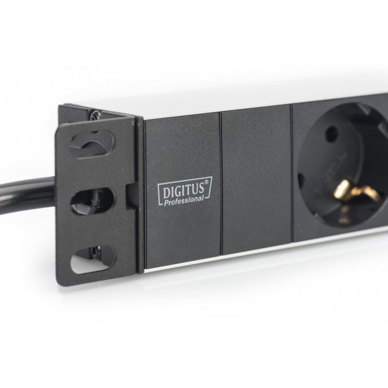 Digitus aluminium outlet strip, 3 safety outlets, 2 m supply safety plug