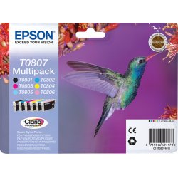 Epson compatible T0807 Multipack - 6er-Pack - Schwarz, Gelb, Cyan, Magenta, hellmagentafarben, hell Cyan - Original - Ti