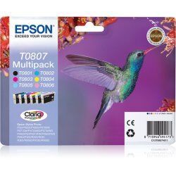 Epson Hummingbird Multipack "Colibri" (T0807) - Encres Claria N, C, M, J, Cc, Mc