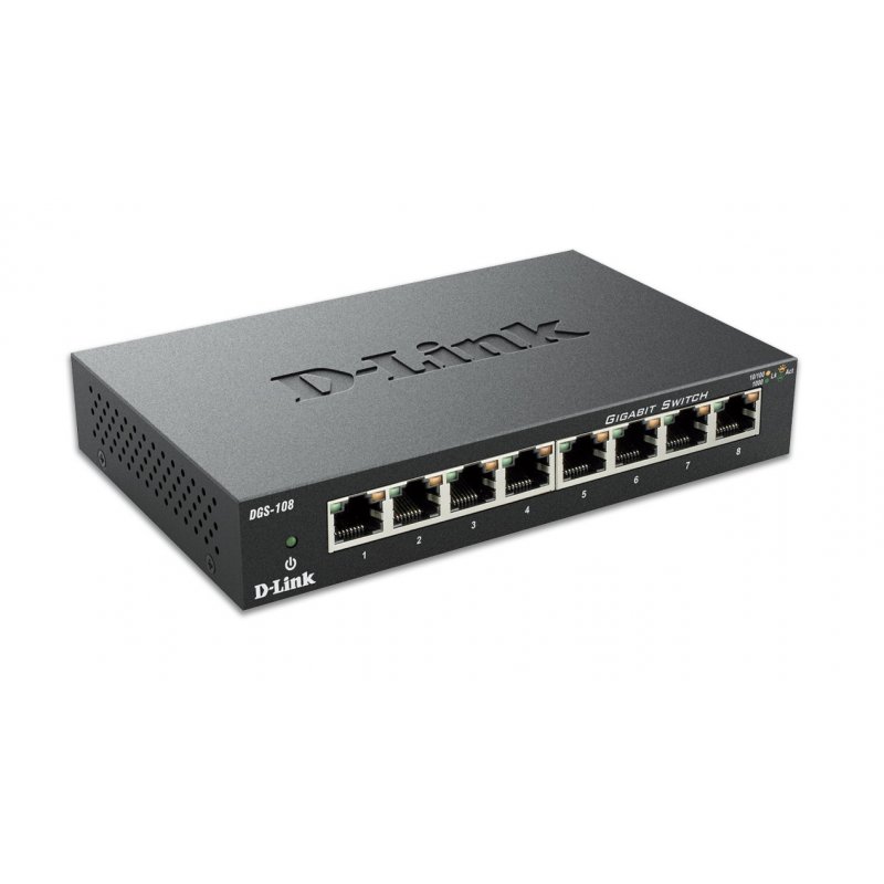D-Link DGS-108 commutateur réseau Non-géré L2 Gigabit Ethernet (10/100/1000) Noir