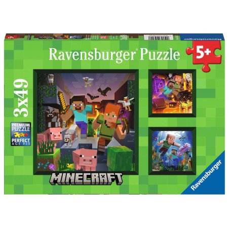 Ravensburger Puzzles 3x49 p - Biomes de Minecraft