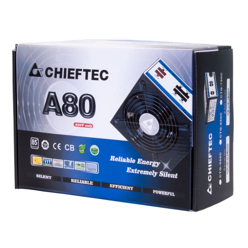 Alimentation ATX Chieftec compatible A-80 CTG-550C - 550W (Noir)