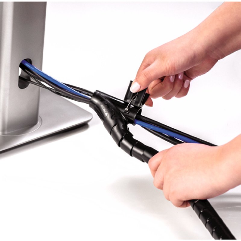 Gaîne Organisateur de câbles Fellowes compatible 2mx20mm avec outil de pose (Gris)