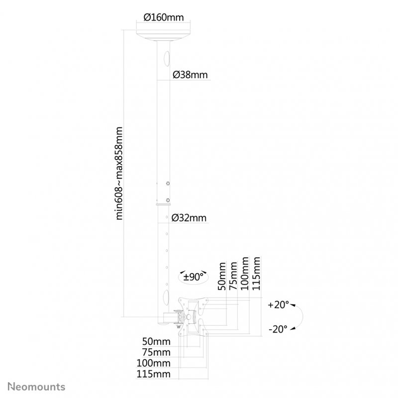 Neomounts by Newstar monitor ceiling mount