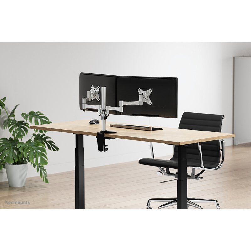 DESK MOUNT DUAL 10-27IN SILVER CLMP/GRM.MAX18KG.75X75TO100X100MM