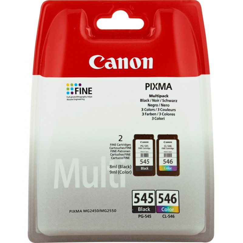 Canon PG-545/CL-546 Multipack cartouche d'encre 2 pièce(s) Original Noir, Cyan, Magenta, Jaune