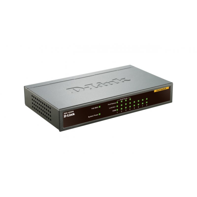 D-Link DES-1008PA commutateur réseau Non-géré Fast Ethernet (10/100) Connexion Ethernet, supportant l'alimentation vi