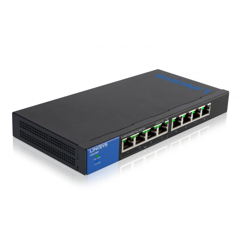Linksys Commutateur Gigabit PoE de bureau à 8 ports (LGS108P)