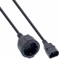 InLine Power cable, C14 to Schutzkontakt female, black, 0.5m
