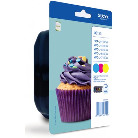 Brother LC-123RBWBP ink cartridge 3 pc(s) Original Cyan, Magenta, Yellow