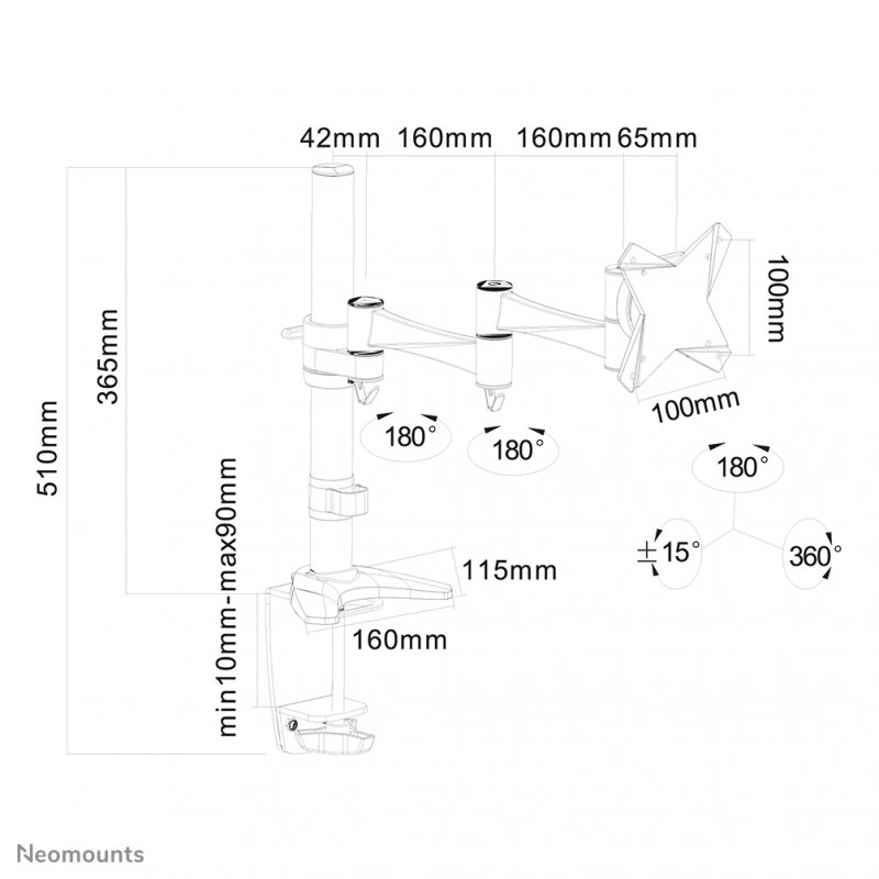 DESK MOUNT 10-30IN FULL MOTION CLMP.MAX 9KG.VESA75X75TO100X100MM
