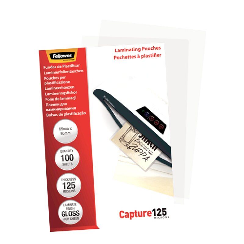 Fellowes compatible pochette à plastifier, 64 x 95 mm, 250 microns