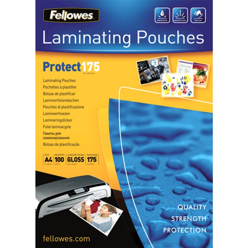 Fellowes compatible Pochettes à plastifier, A4, brillante, 350 microns