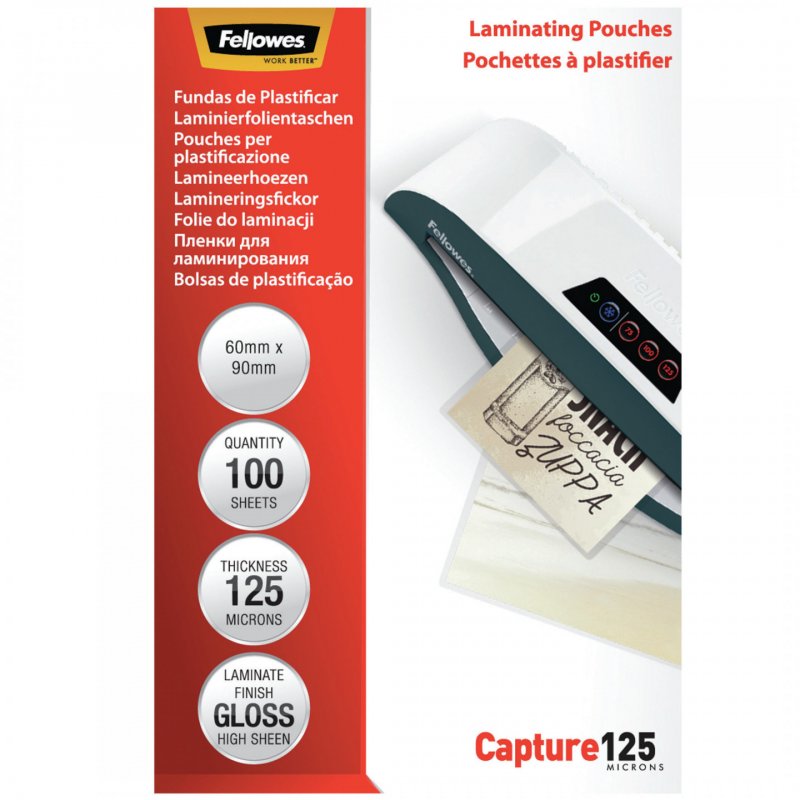 Fellowes compatible pochette à plastifier, 60 x 90 mm, 250 microns