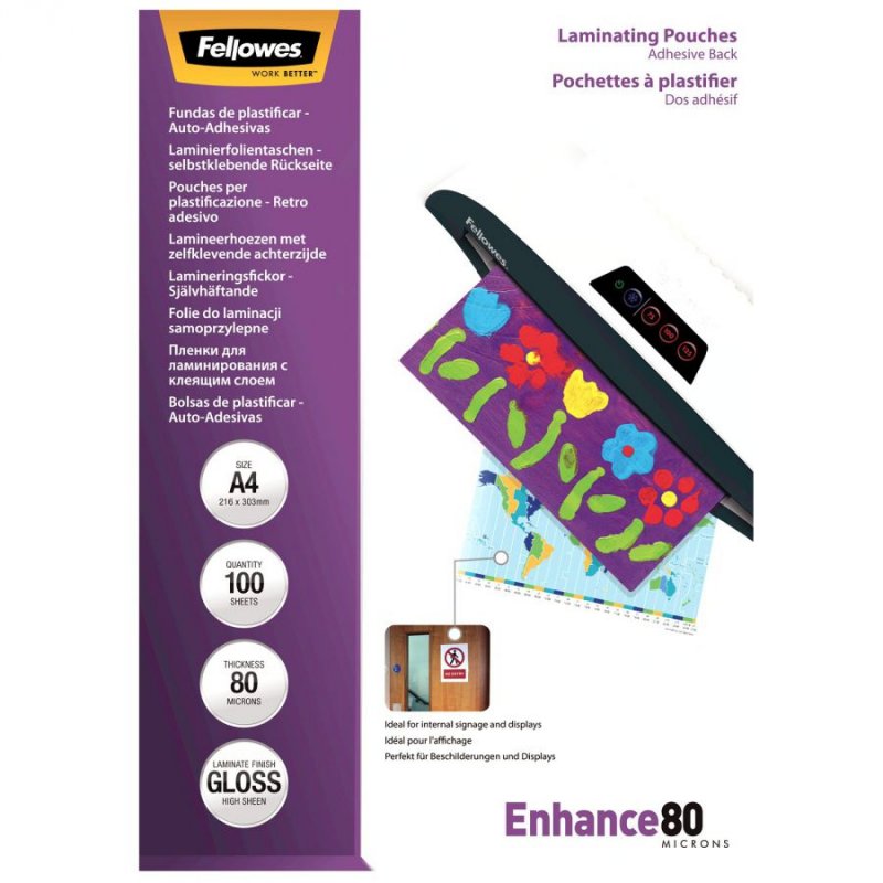 Fellowes compatible Pochettes à plastifier Peel&Stick, A4, 160 microns