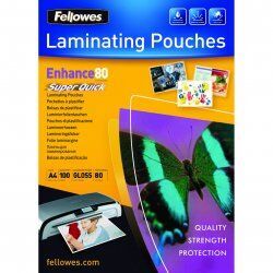 Fellowes SuperQuick A4 Glossy 80 Micron Laminating Pouch