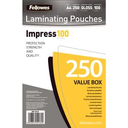 Fellowes A4 Glossy 100 Micron Laminating Pouch Value Pack
