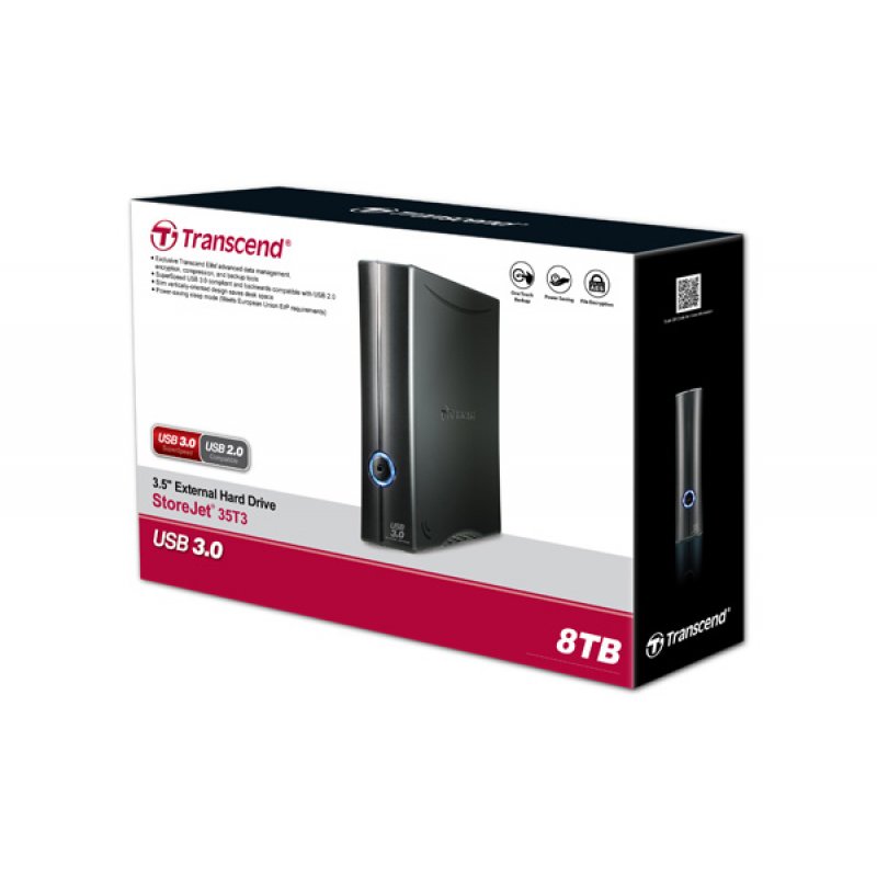 Transcend StoreJet 35T3 disque dur externe 8 To Noir