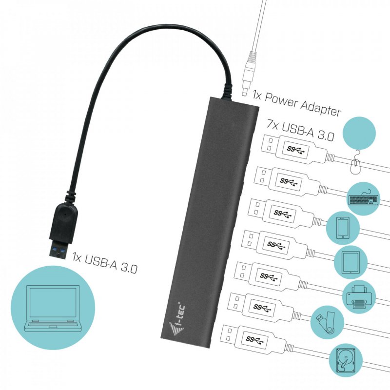 USB 3.0 Metal Charging Hub 7 Port