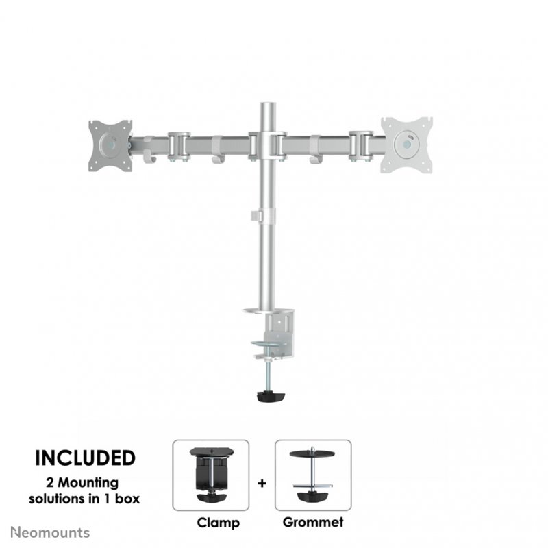 DESK MOUNT DUAL 10-27IN SILVER CLMP/GRM.MAX16KG.75X75TO100X100MM