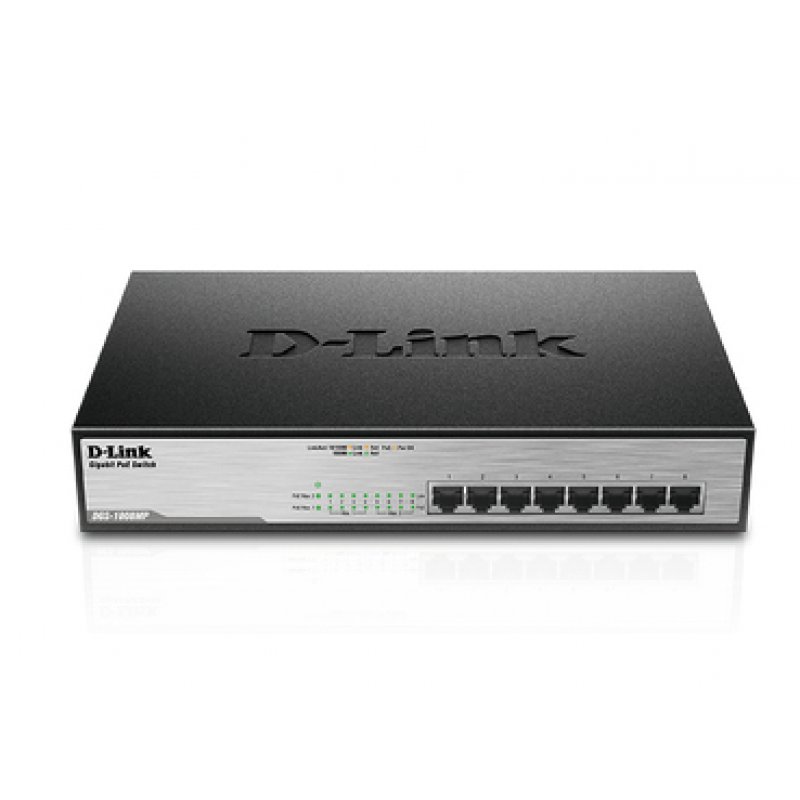D-Link DGS-1008MP commutateur réseau Non-géré Gigabit Ethernet (10/100/1000) Connexion Ethernet, supportant l'aliment