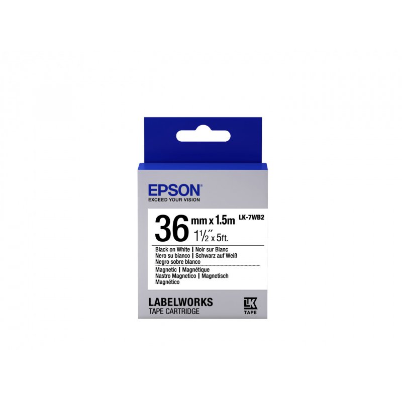 EPSON Ruban LK-7WB2 Magnétique Noir/Blan