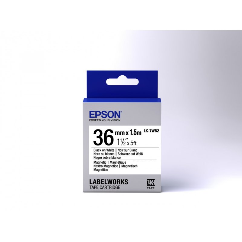 EPSON Ruban LK-7WB2 Magnétique Noir/Blan