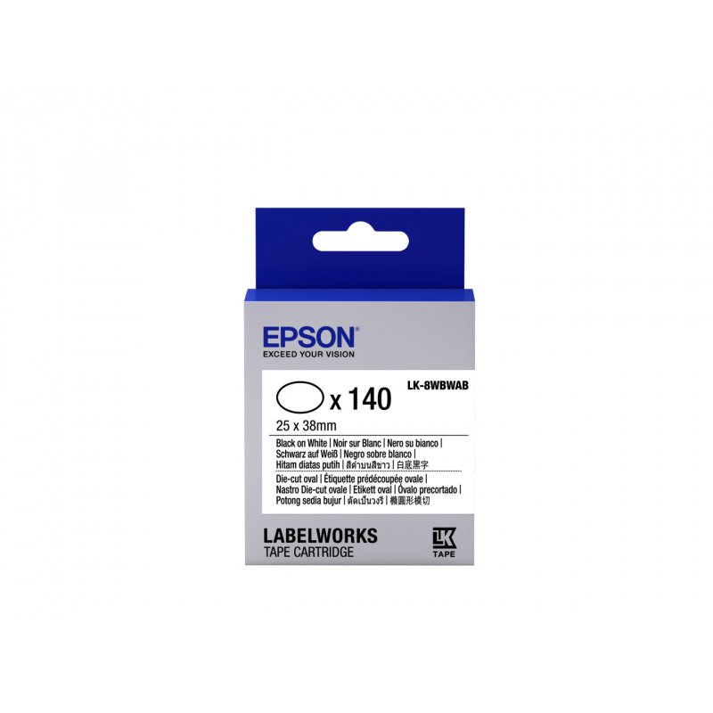 Epson Label Cartridge Die-cut Oval LK-8WBWAB Black/White 25x38mm (140 labels)