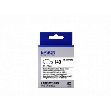 Epson Label Cartridge Die-cut Oval LK-8WBWAB Black/White 25x38mm (140 labels)