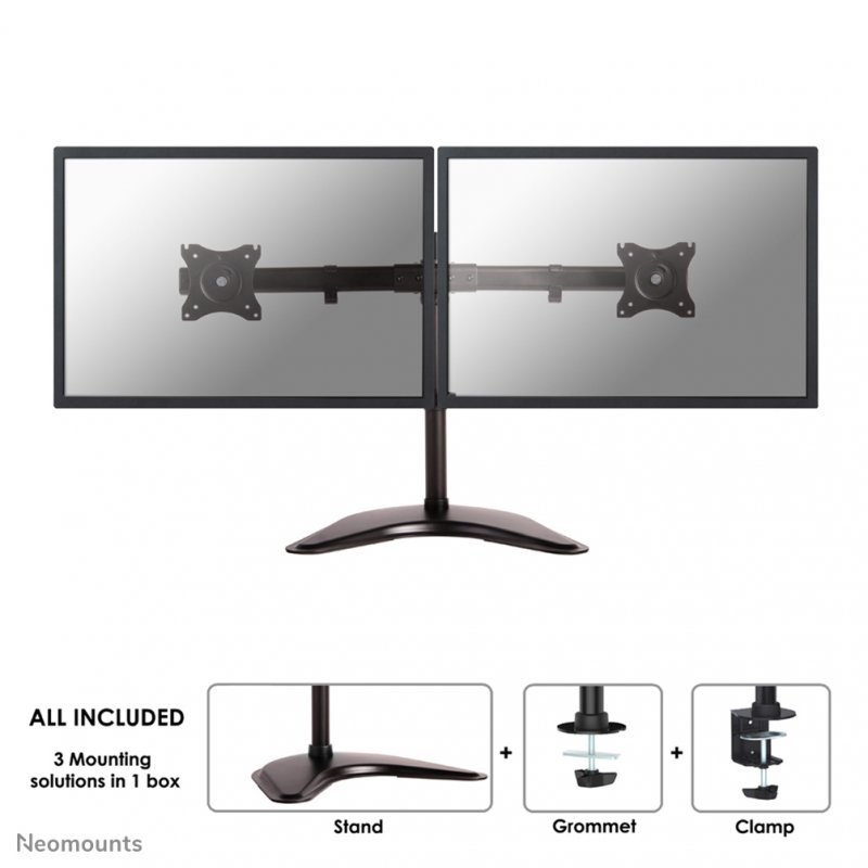 DESK MOUNT DUAL 19-27IN BLACK STND/CLMP/GRM.M16KG.75X75TO100X100