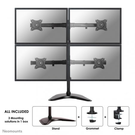 DESK MOUNT QUAD 10-27IN BLACK STND/CLMP/GRM.M32KG.75X75TO100X100