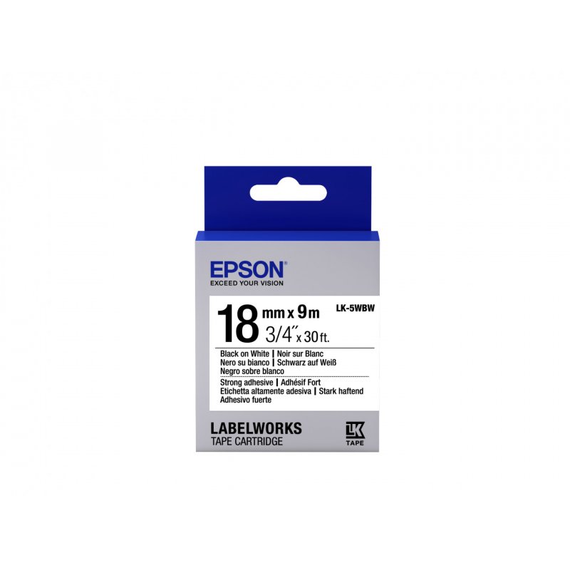 Epson Label Cartridge Strong Adhesive LK-5WBW Black/White 18mm (9m)