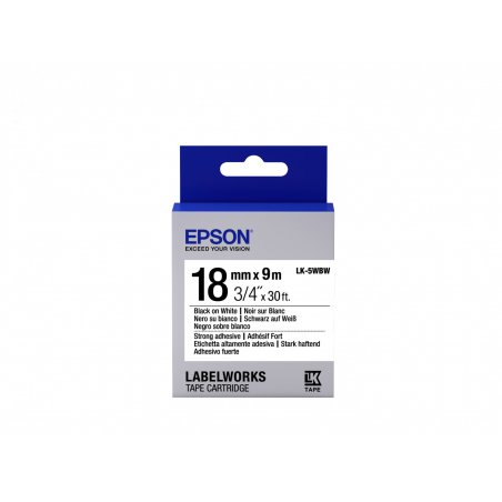 Epson Label Cartridge Strong Adhesive LK-5WBW Black/White 18mm (9m)