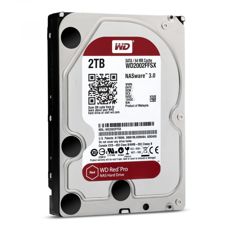 Disque Dur Western Digital compatible Red Pro, SATA 6G, 7.200 U/min, 3,5 pouces - 2 TB