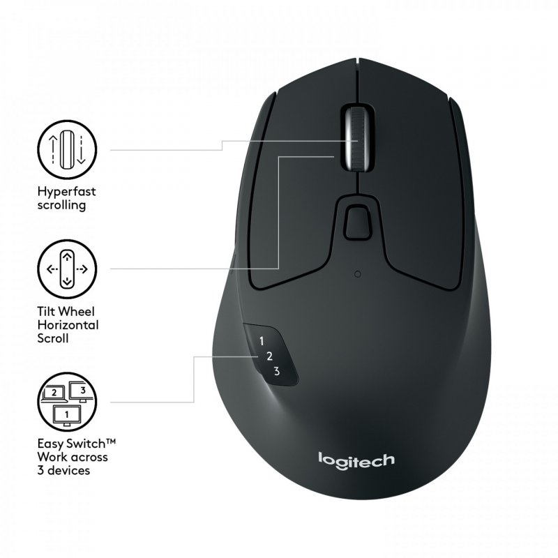 Logitech M720 Triathlon - Maus - Bluetooth, 2.4 GHz