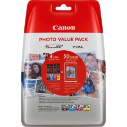 Canon CLI-551XL C/M/Y/BK Photo Value Pack - 4er-Pack - Schwarz, Gelb, Cyan, Magenta - Original - Tintenbehälter