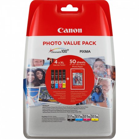 Canon CLI-551XL C/M/Y/BK Photo Value Pack - 4er-Pack - Schwarz, Gelb, Cyan, Magenta - Original - Tintenbehälter