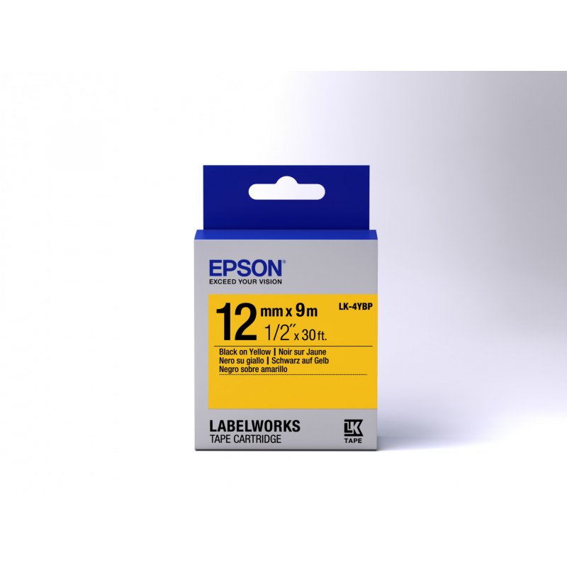 Epson Label Cartridge Pastel LK-4YBP Black/Yellow 12mm (9m)