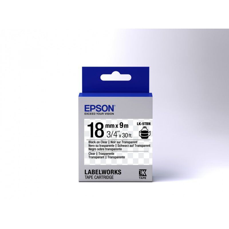 TAPE LK-5TBN CLEAR BLK-/CLEAR CLEAR 18/9