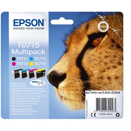 Epson compatible T0715 Multipack - 4er-Pack - Schwarz, Gelb, Cyan, Magenta - Original - Tintenpatrone