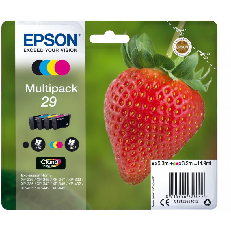 Strawberry Multipack "Fraise" - Encre Claria Home N,C,M,J
