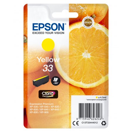 Epson Oranges Singlepack Yellow 33 Claria Premium Ink