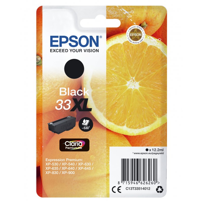 Epson Oranges Singlepack Black 33XL Claria Premium Ink