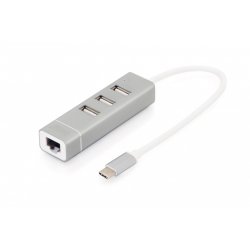 DIGITUS adaptateur USB 2.0 vers Fast Ethernet, 3 ports USB