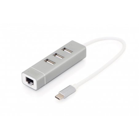DIGITUS adaptateur USB 2.0 vers Fast Ethernet, 3 ports USB