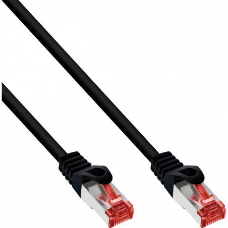 InLine® Patchkabel, S/FTP (PiMf), Cat.6 250MHz, PVC, Kupfer, schwarz, 3m