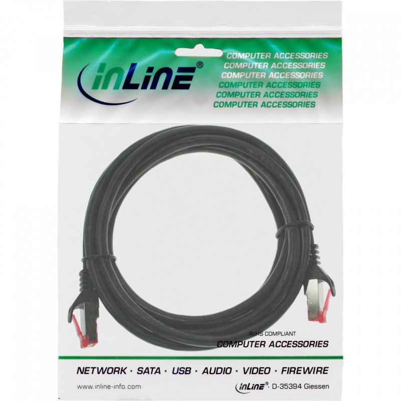 InLine Patch Cable S/FTP PiMF Cat.6 250MHz PVC copper black 3m