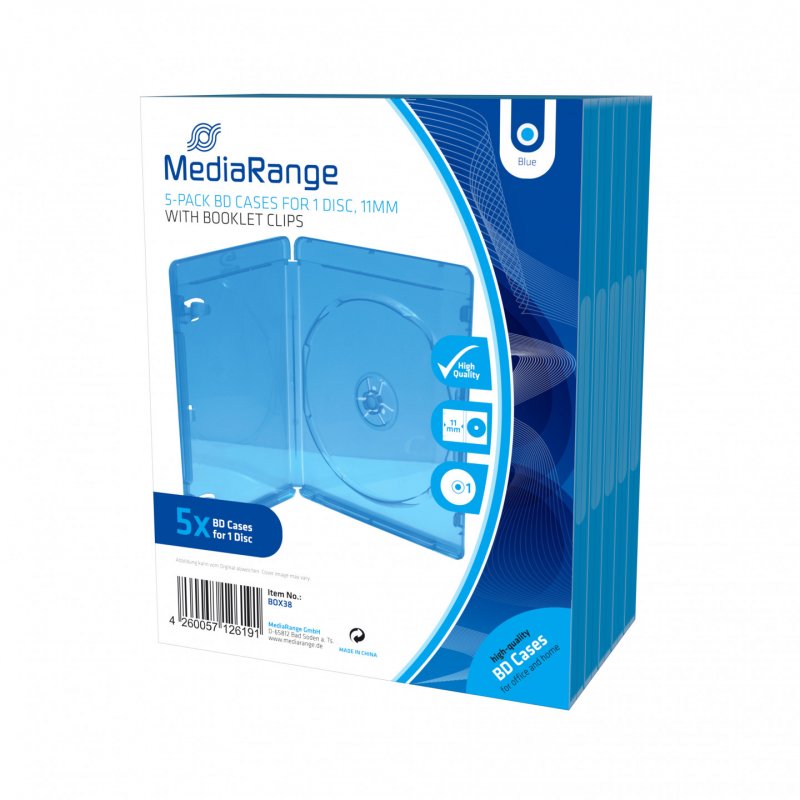 MediaRange BOX38 étui disque optique Boîtier Blu-ray 1 disques Bleu