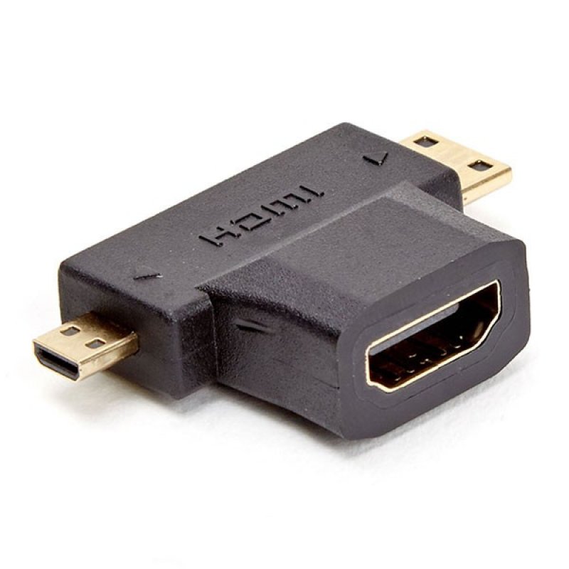 Adaptateur D2 Diffusion compatible Micro HDMI mâle (Type D) et Mini HDMI mâle (Type C) vers HDMI femelle (Type A) (Noi